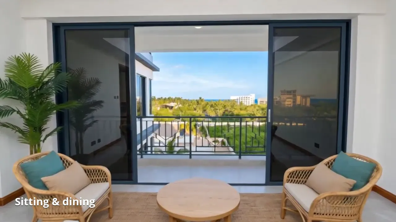 A walk through a furnished apartment at Premier Sea View: entrance, sitting and dining room, kitchen, bedrooms, bathroom and the balcony over the ocean
